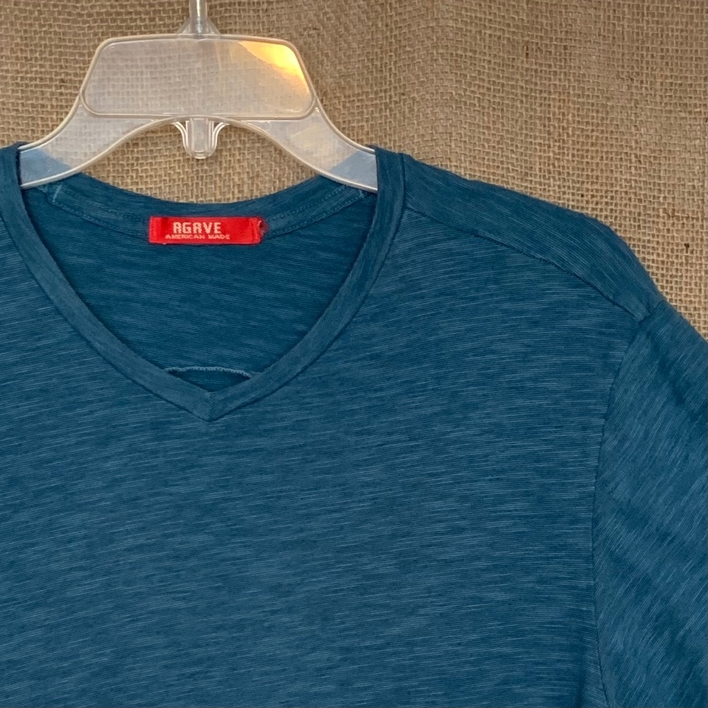 AGAVE Men's Short Sleeve T-Shirt Slub Tee Blue Small